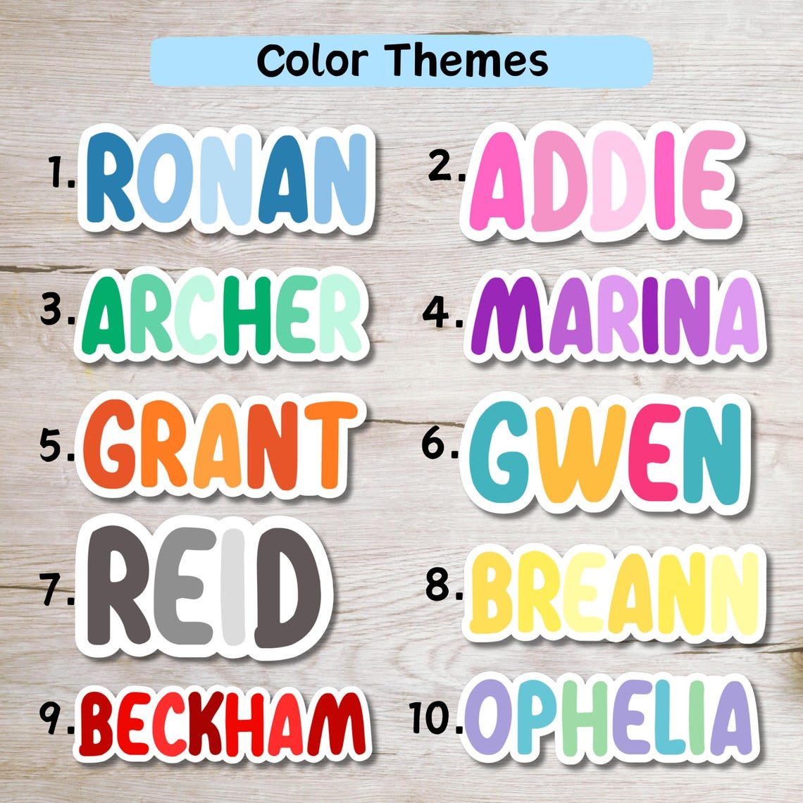 Full Name Multi Color Personalized Stickers