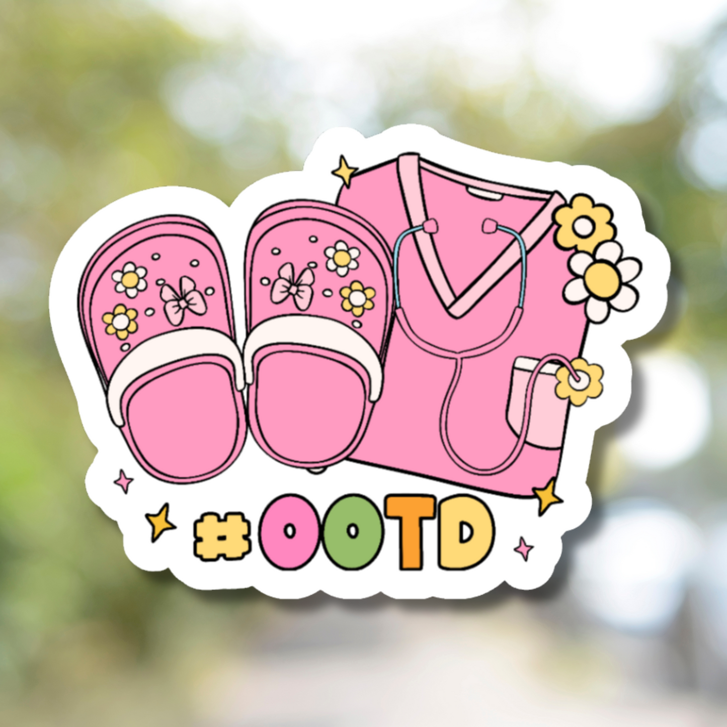 OOTD Pink Nurse Sticker