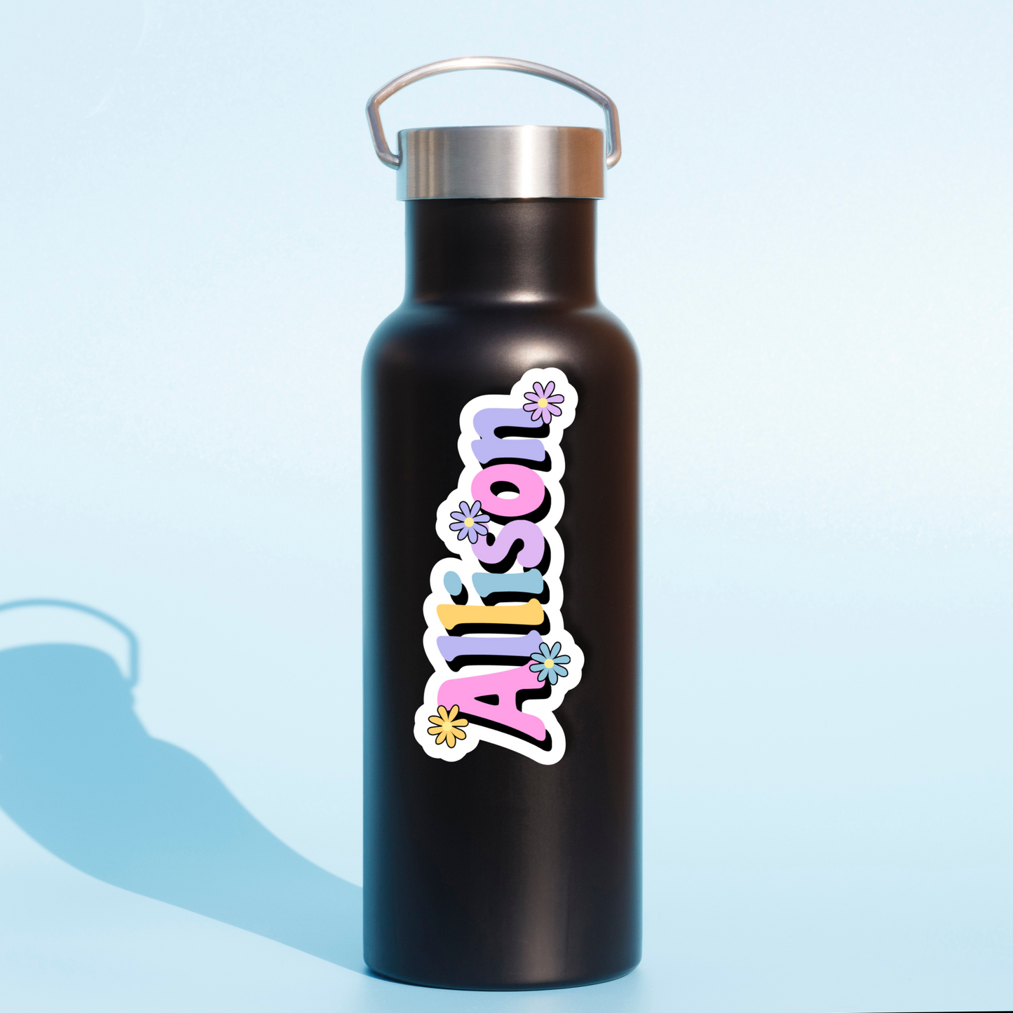 Retro Daisy Personalized Name Stickers