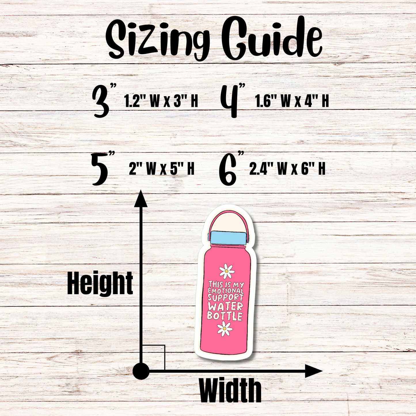 Pink Emotional Support Water Bottle Sticker