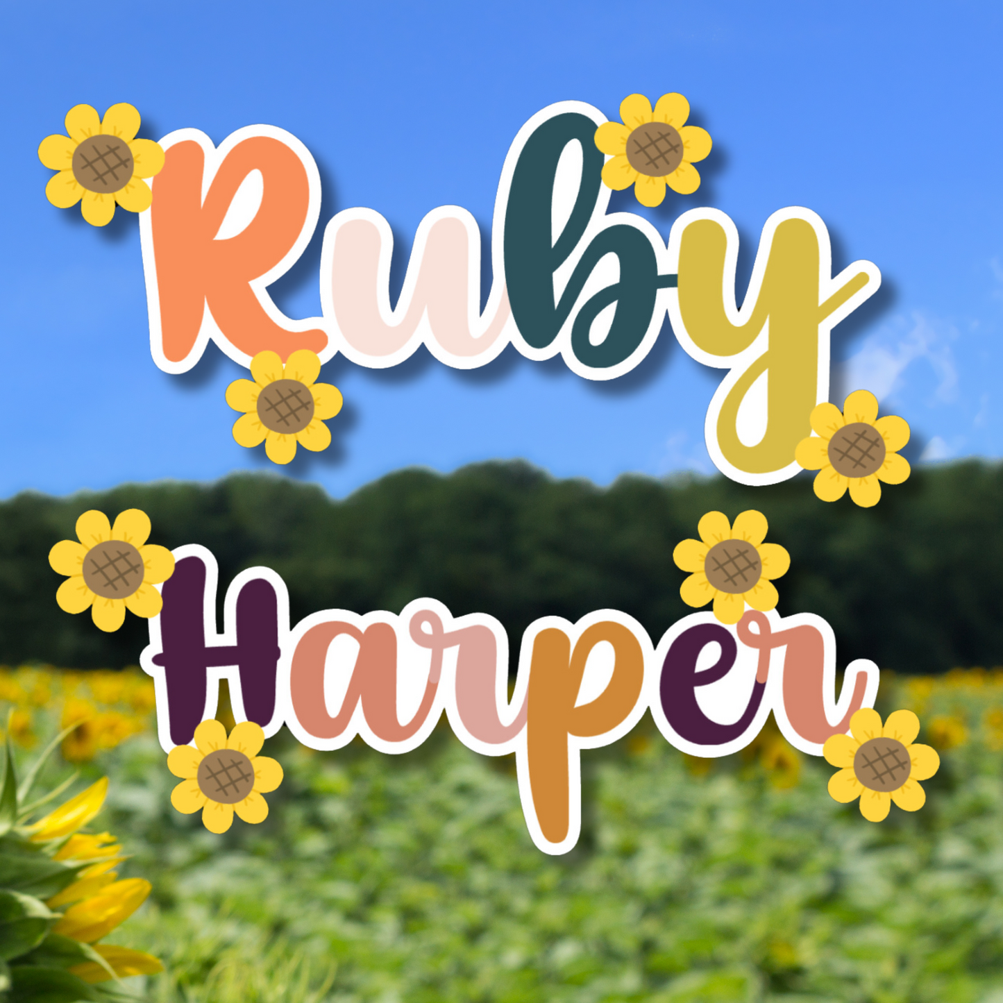 Sunflower Personalized Name Stickers