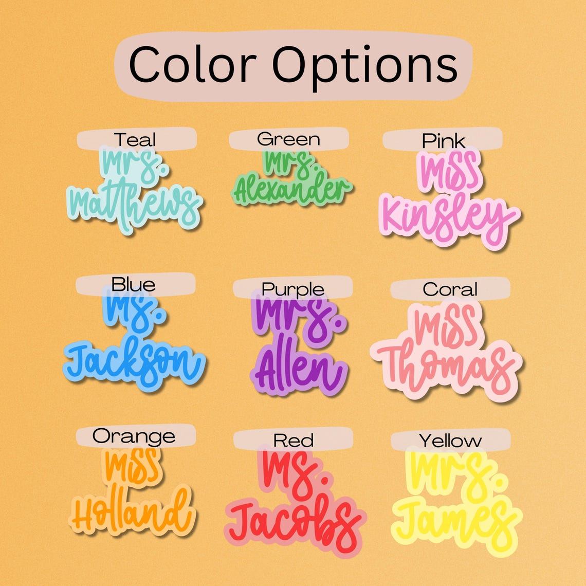 Color Teacher Personalized Name Sticker