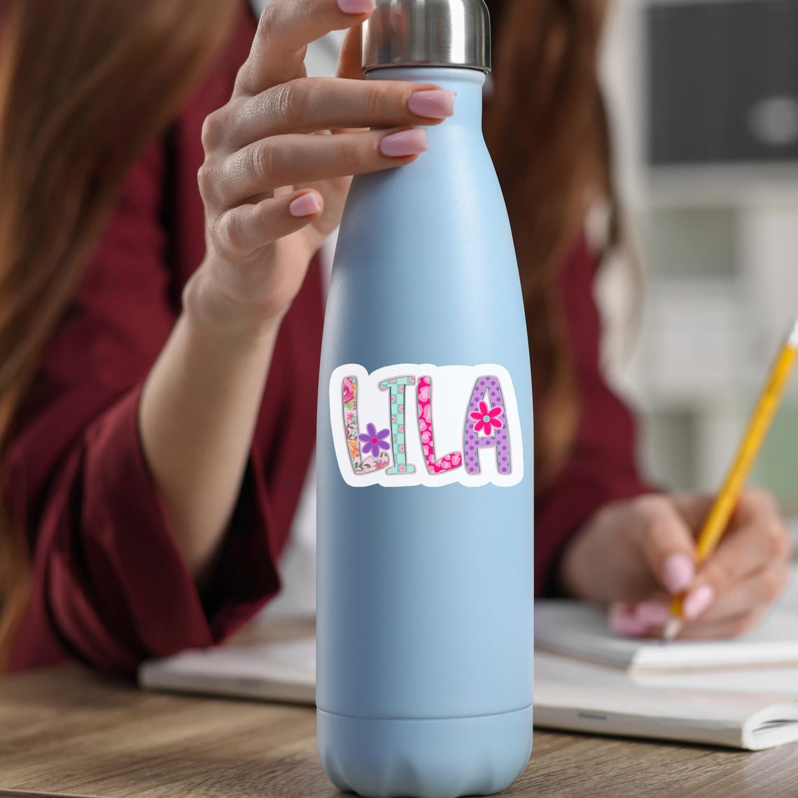 Whimsical Floral Personalized Name Stickers