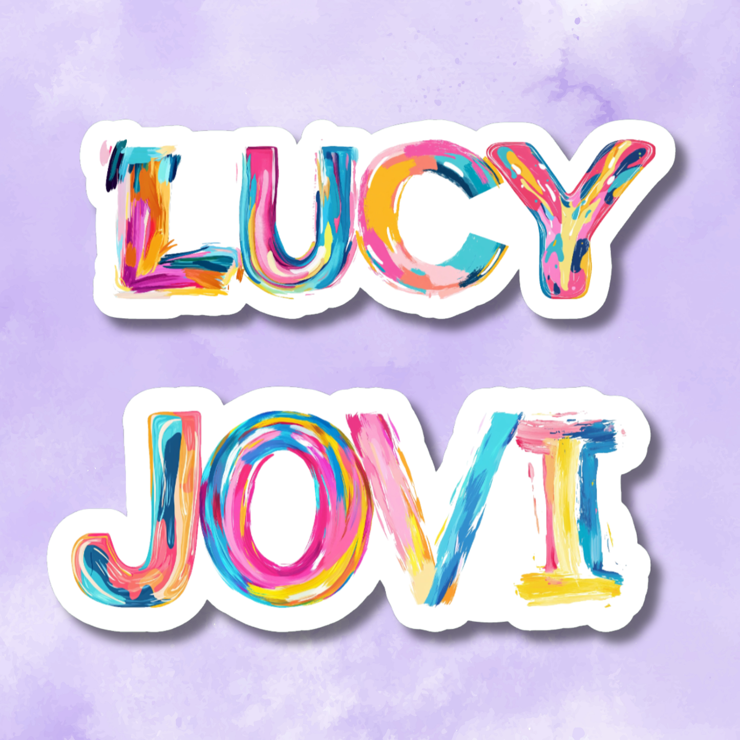 Brushstroke Paint Letters Personalized Name Sticker