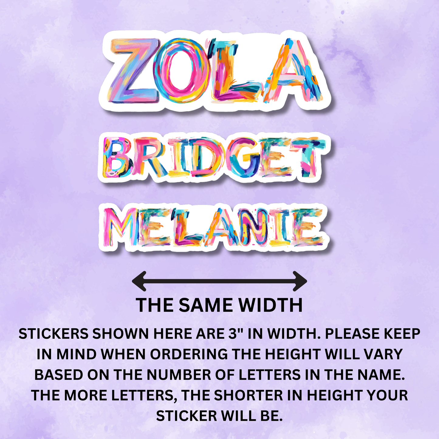 Brushstroke Paint Letters Personalized Name Sticker