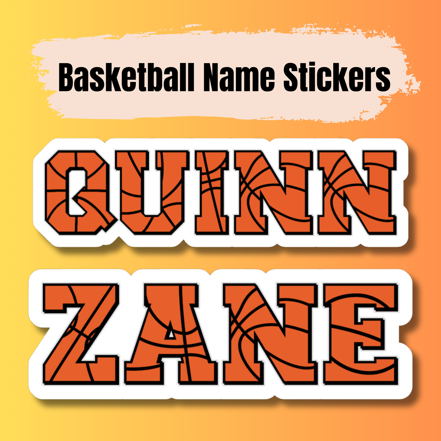 Basketball Personalized Name Sticker