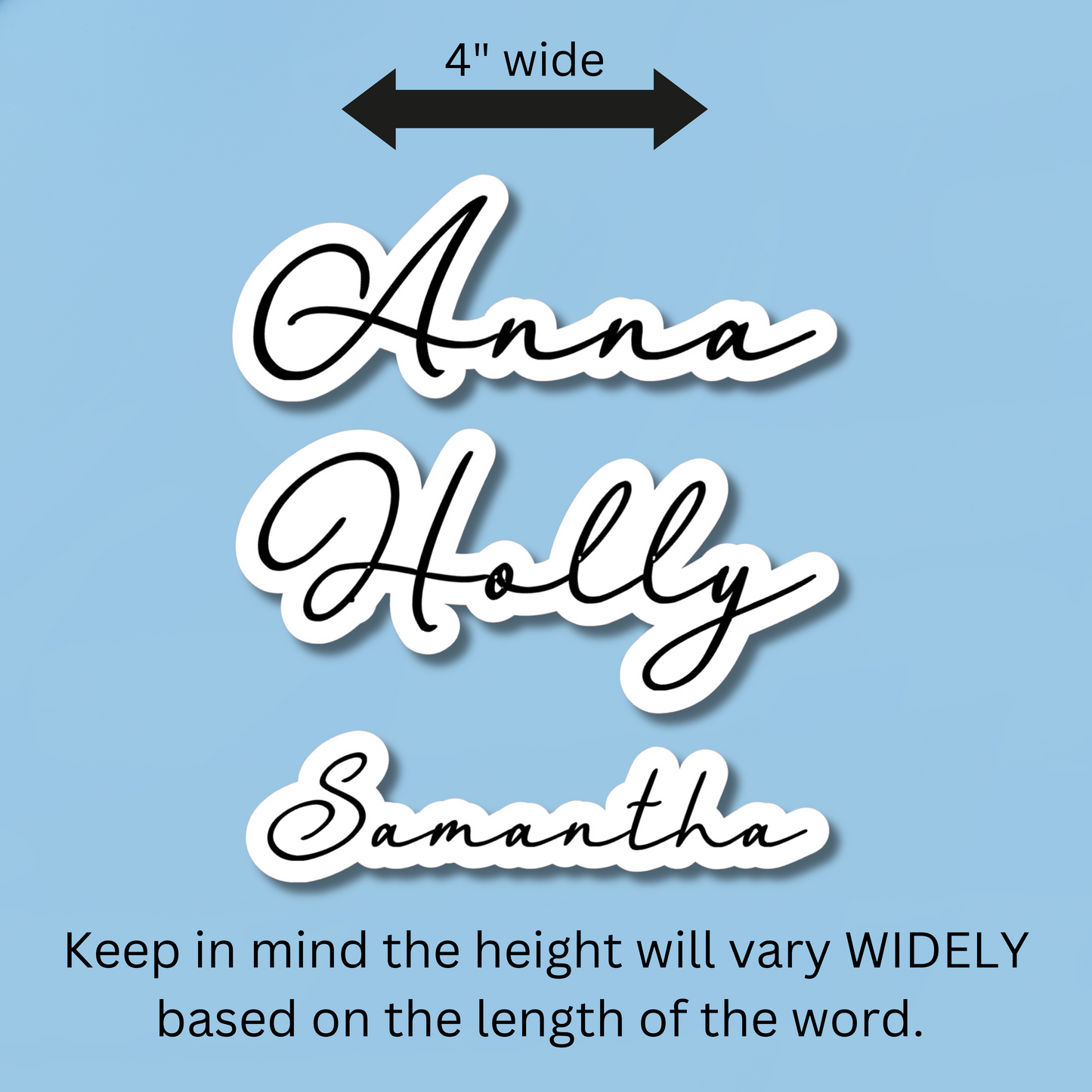 Black and White Cursive Personalized Name Sticker