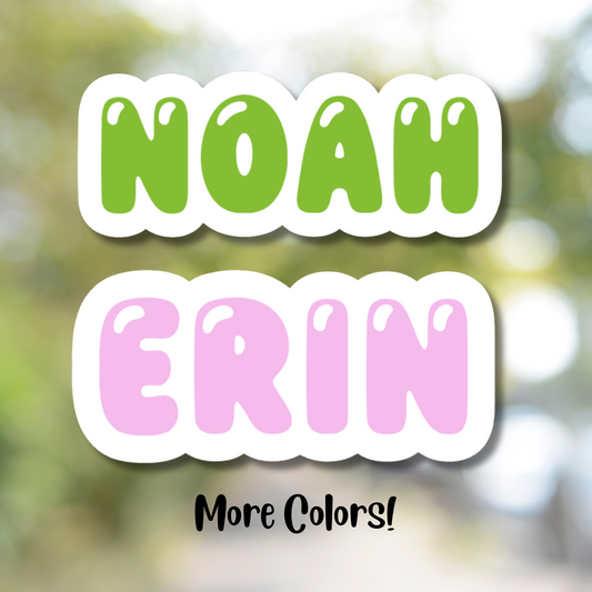 Bubble Letters Personalized Name Sticker