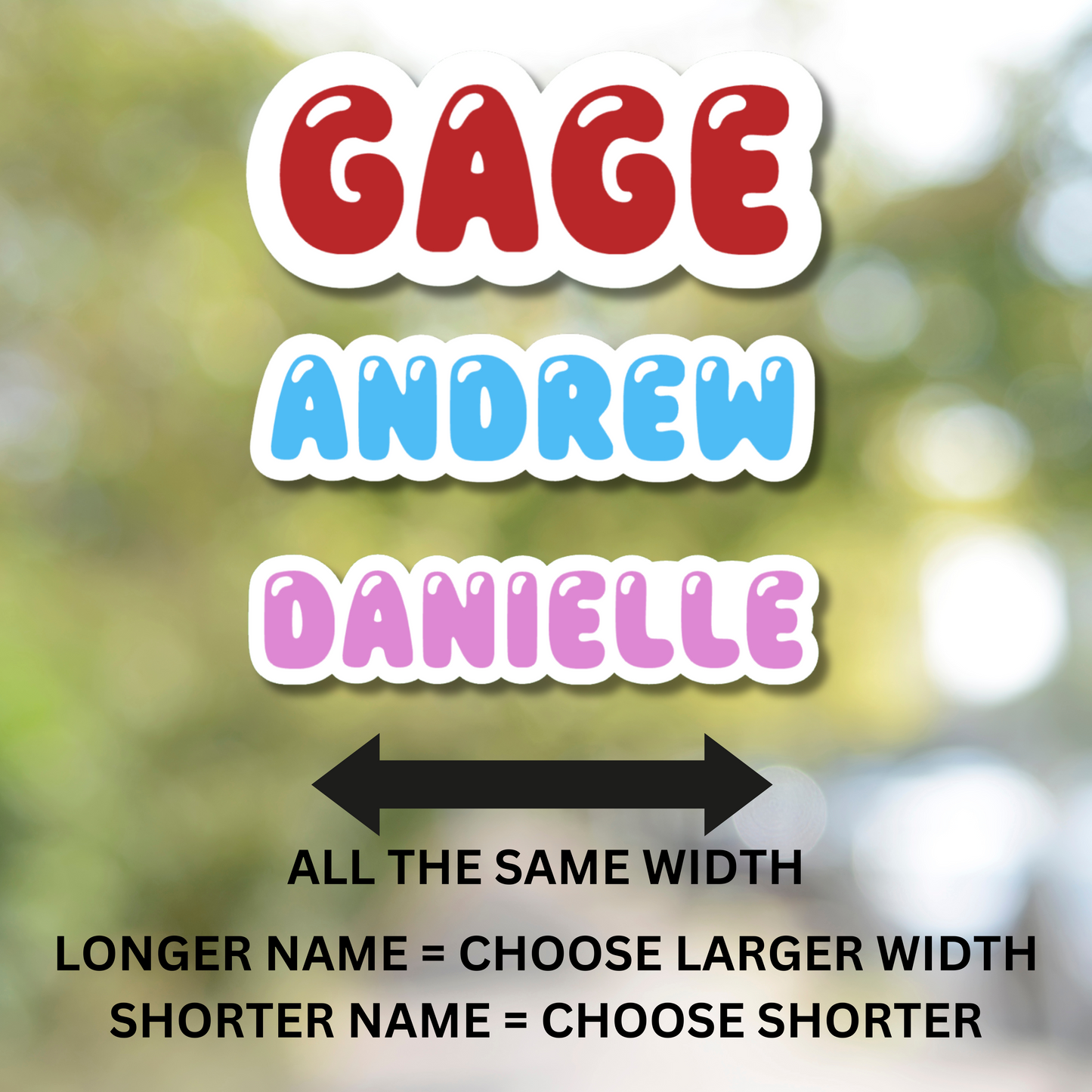 Bubble Letters Personalized Name Sticker