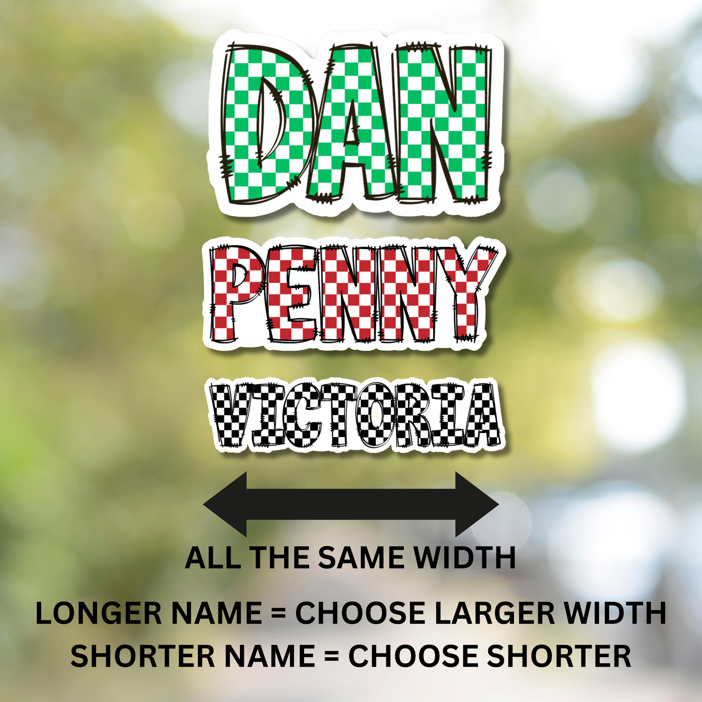 Checkered Personalized Name Stickers