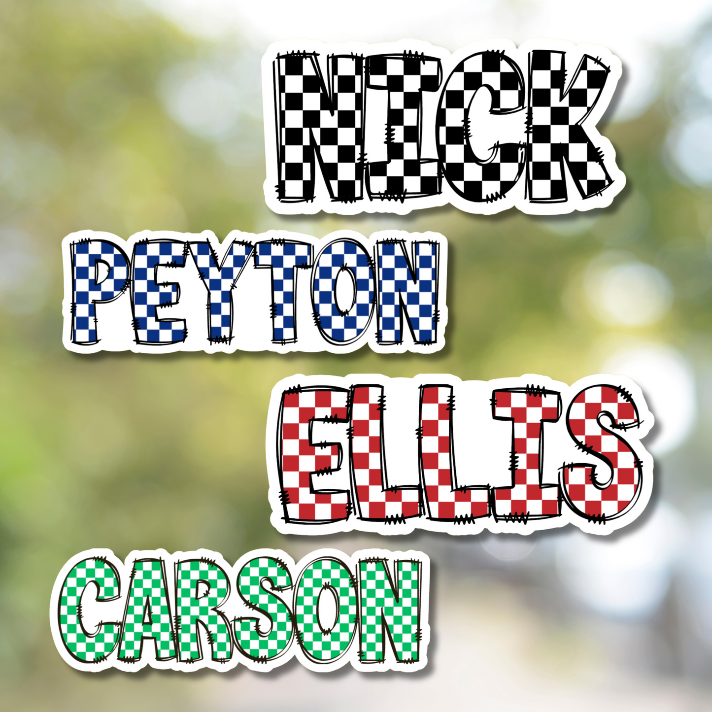 Checkered Personalized Name Stickers