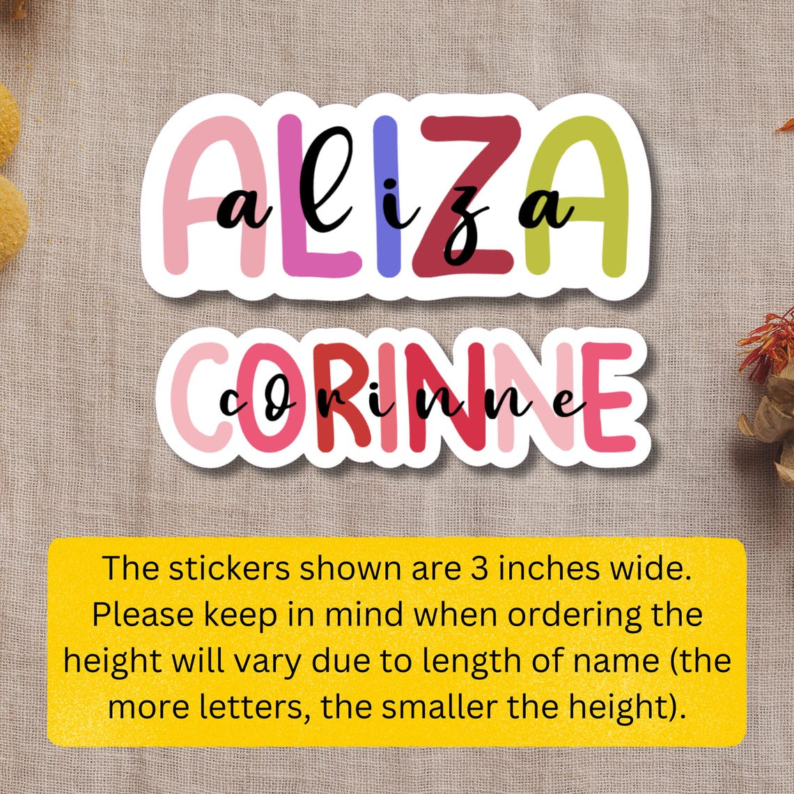 Two Layered Colorful Personalized Name Sticker