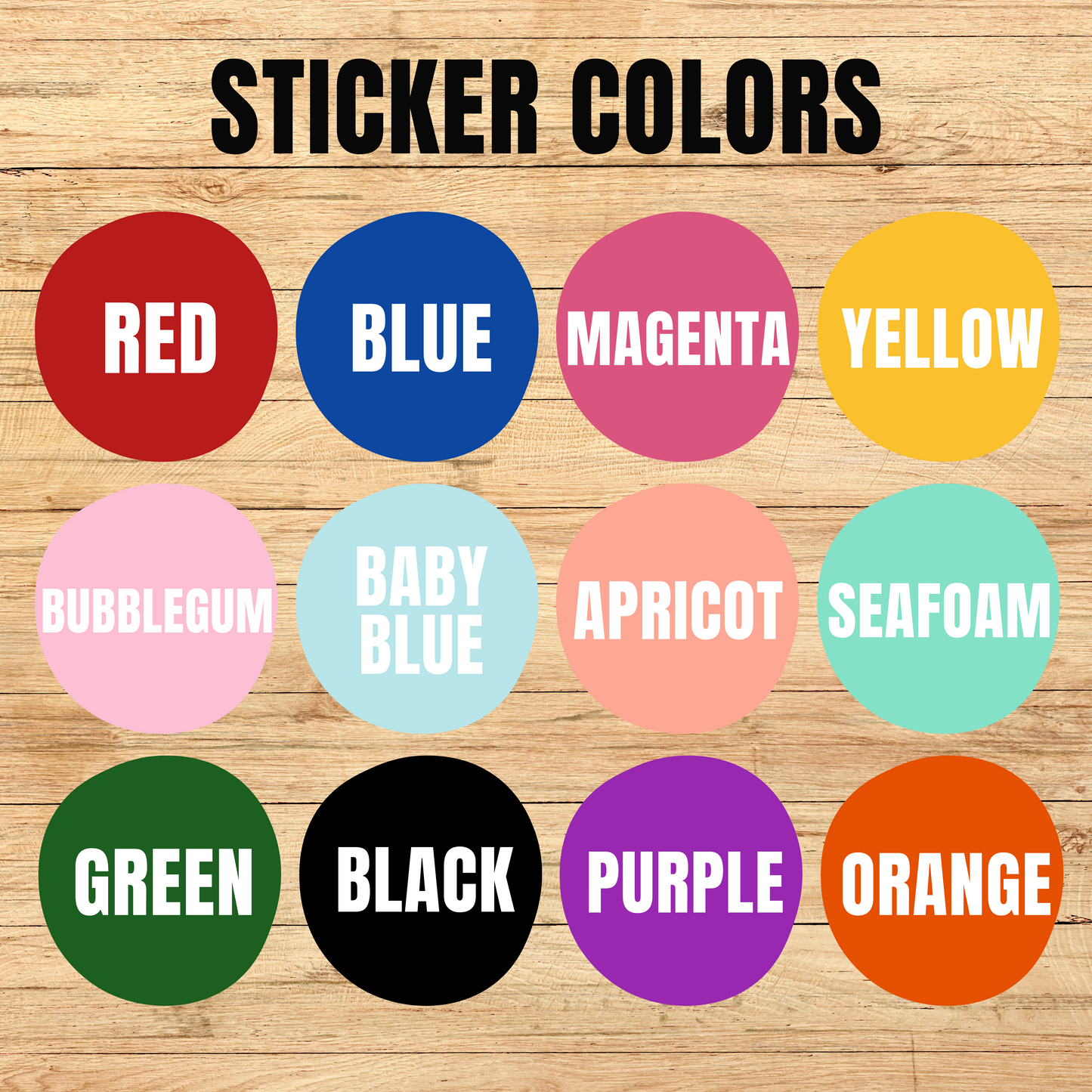 Colorful Name Personalized Stickers Sheet