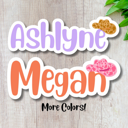 Cowgirl Hat Personalized Name Stickers