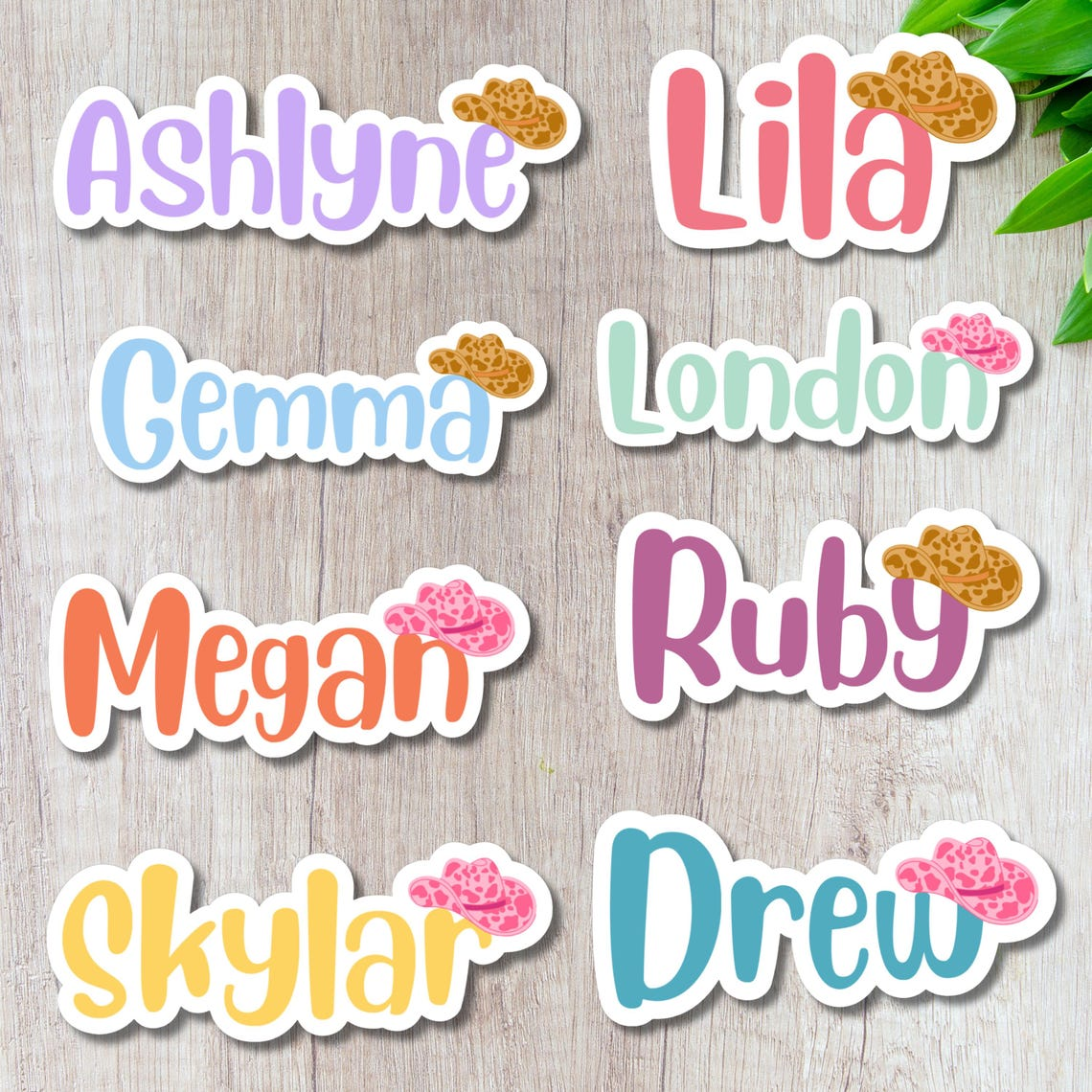 Cowgirl Hat Personalized Name Stickers