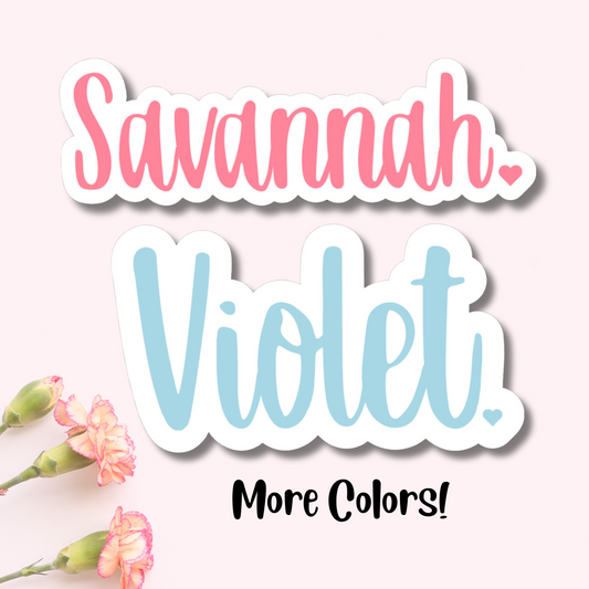 Cursive Name Personalized Sticker with Heart Dot