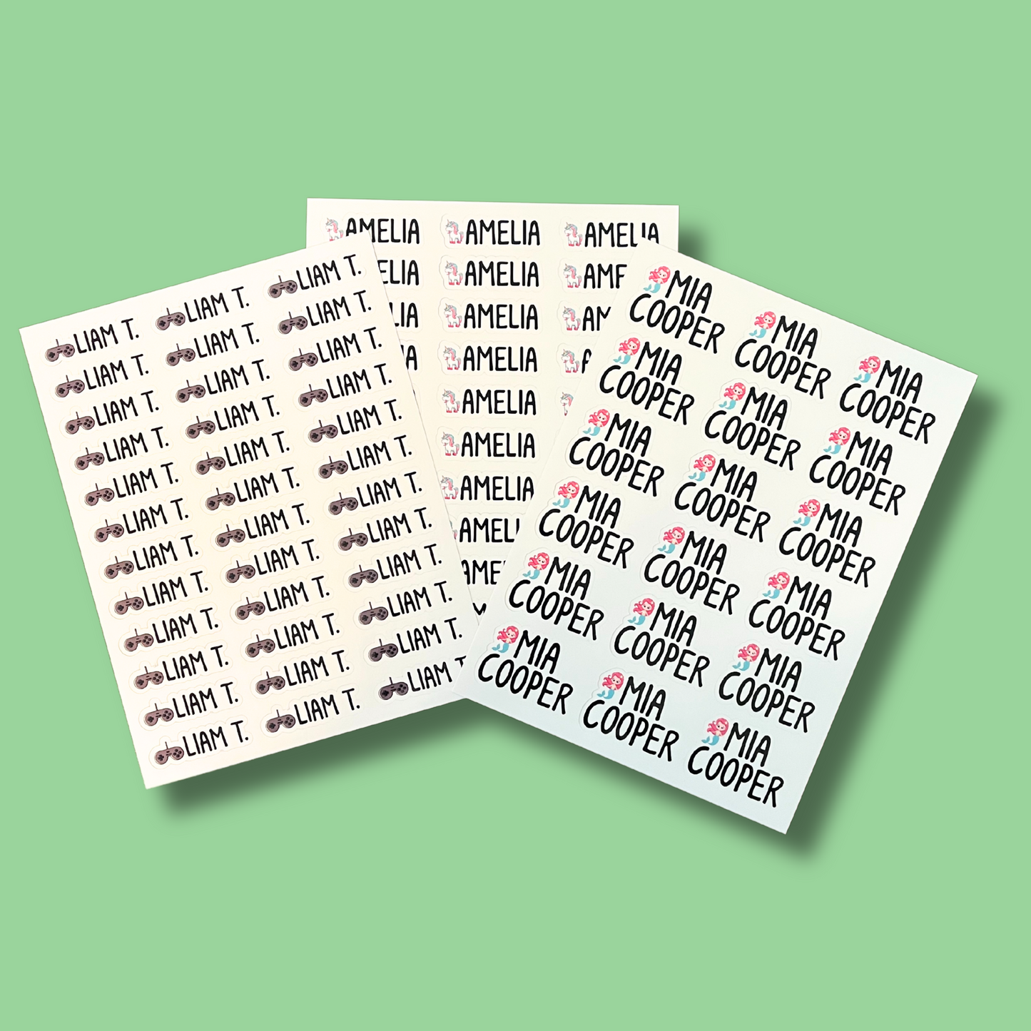 School Supply Personalized Name Sticker Sheet