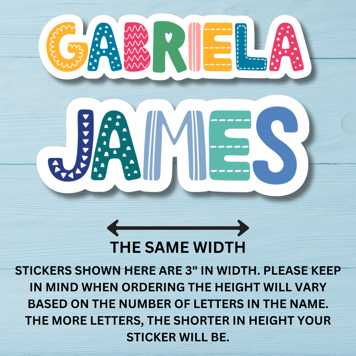 Doodle Letters Personalized Name Stickers