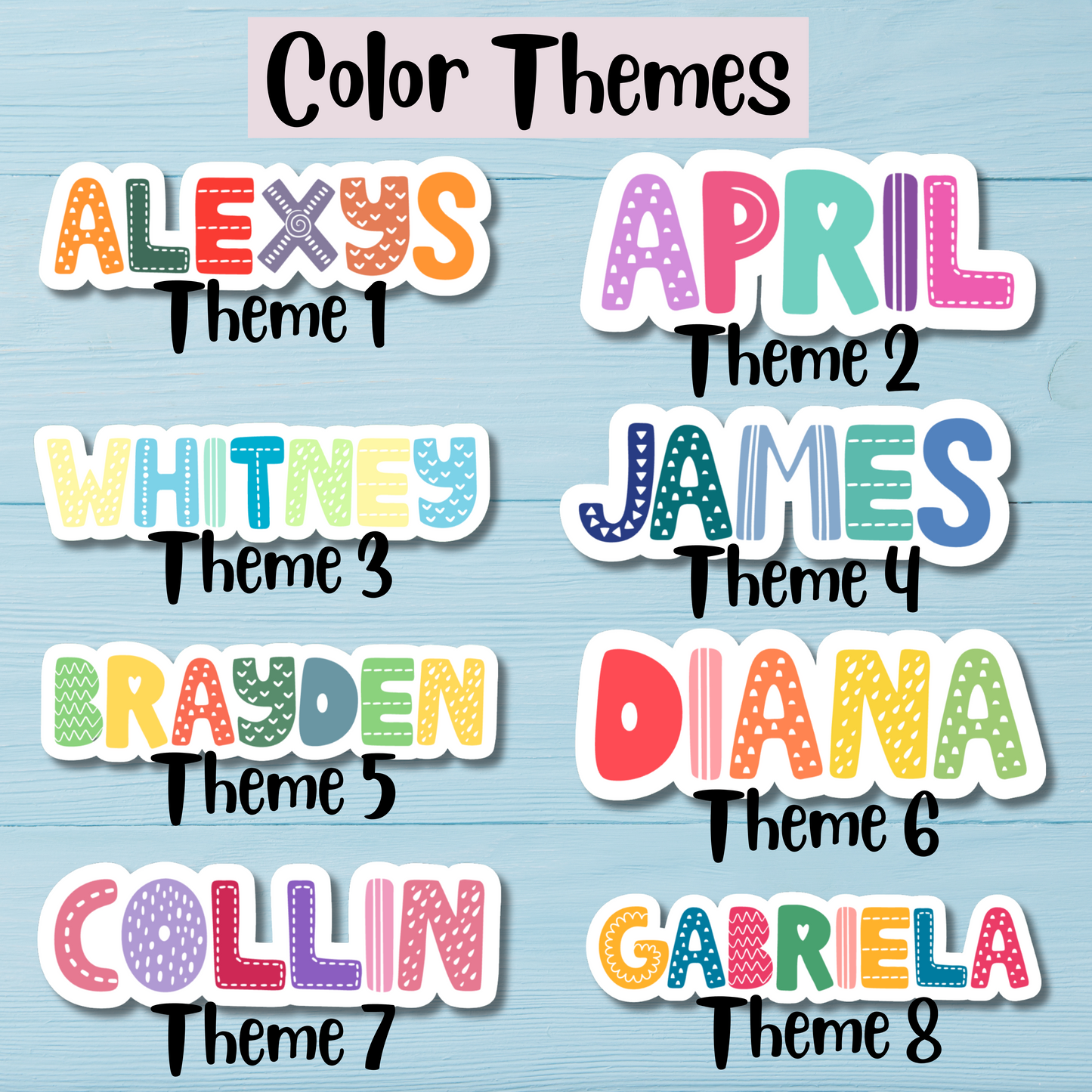 Doodle Letters Personalized Name Stickers