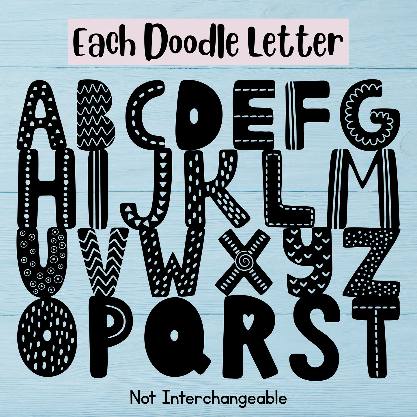 Doodle Letters Personalized Name Stickers