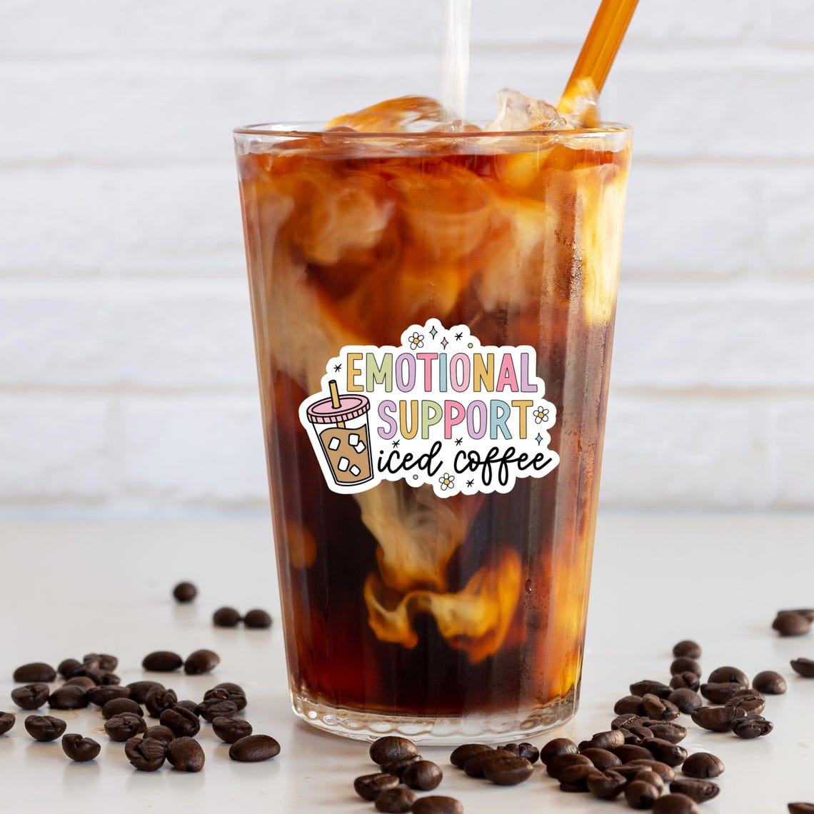 Emotional Support Iced Coffee Sticker