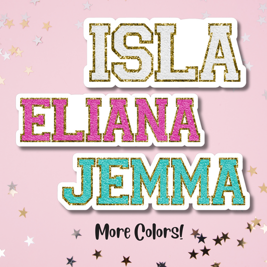 Faux Chenille Letters Personalized Name Stickers