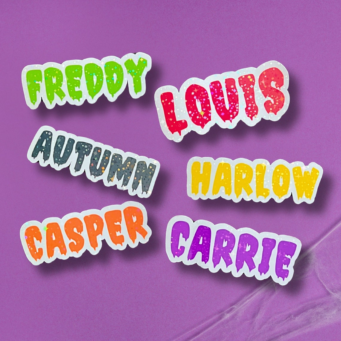 Spooky Halloween Personalized Holographic Name Sticker