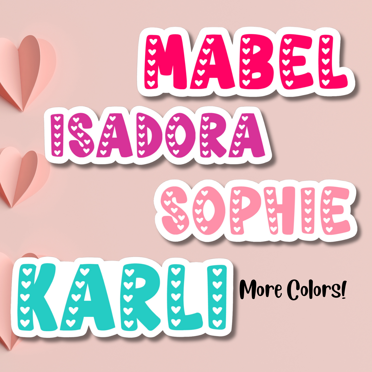 Heart Letters Personalized Name Sticker