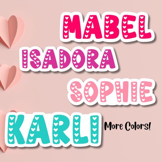 Heart Letters Personalized Name Sticker