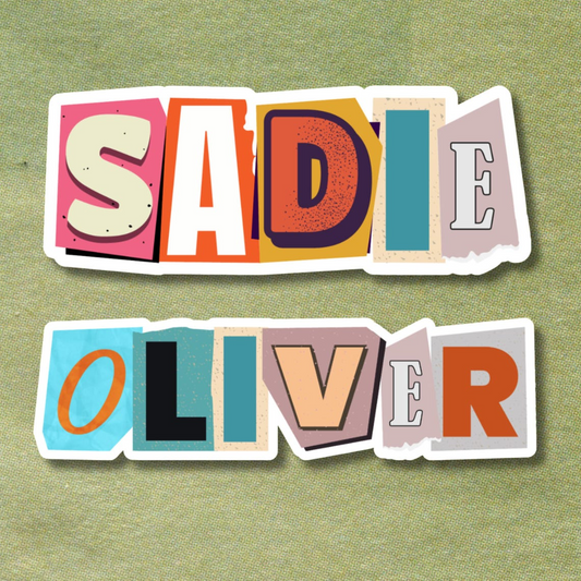Magazine Cutout Personalized Name Sticker