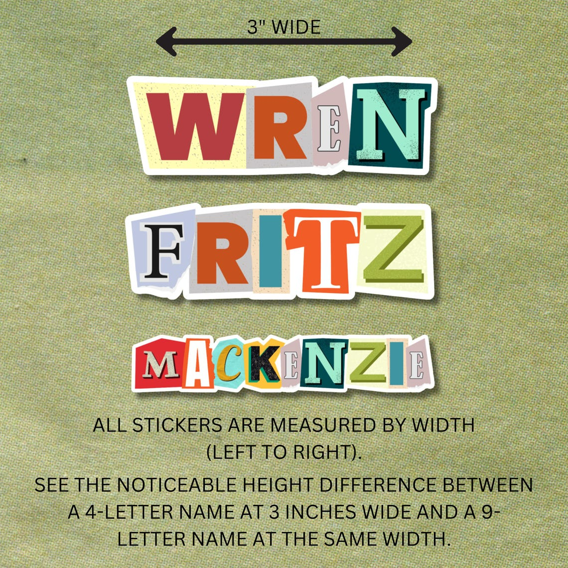 Magazine Cutout Personalized Name Sticker