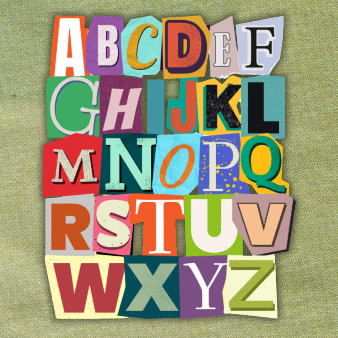 Magazine Cutout Personalized Name Sticker