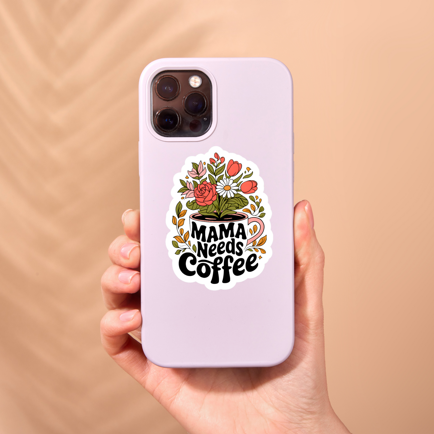 Mama Needs Coffee Floral Sticker