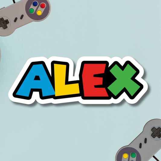 Retro Game Font Style Personalized Name Sticker