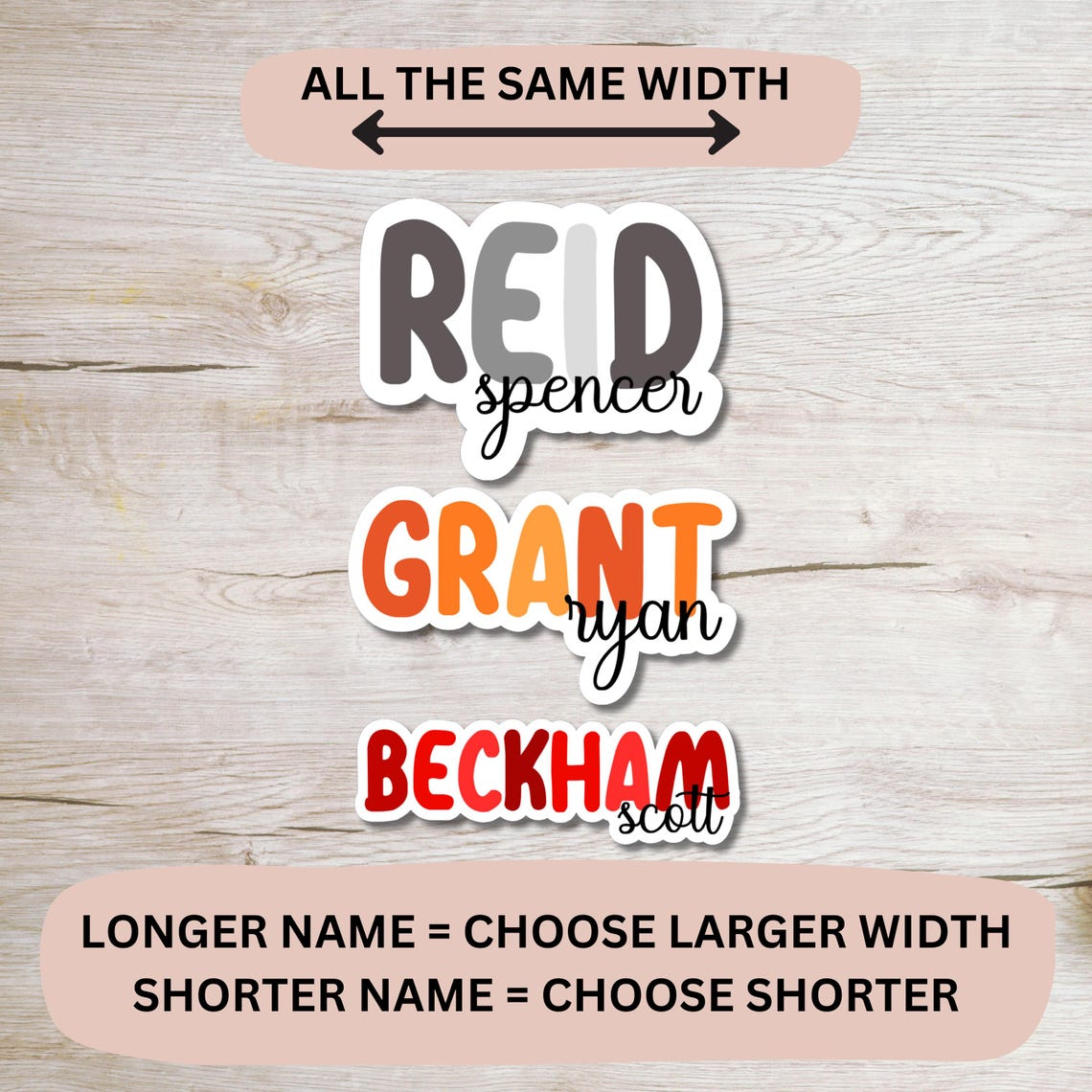 Full Name Multi Color Personalized Stickers