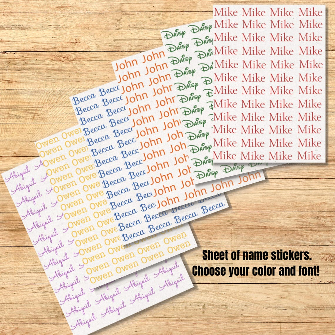 Colorful Name Personalized Stickers Sheet