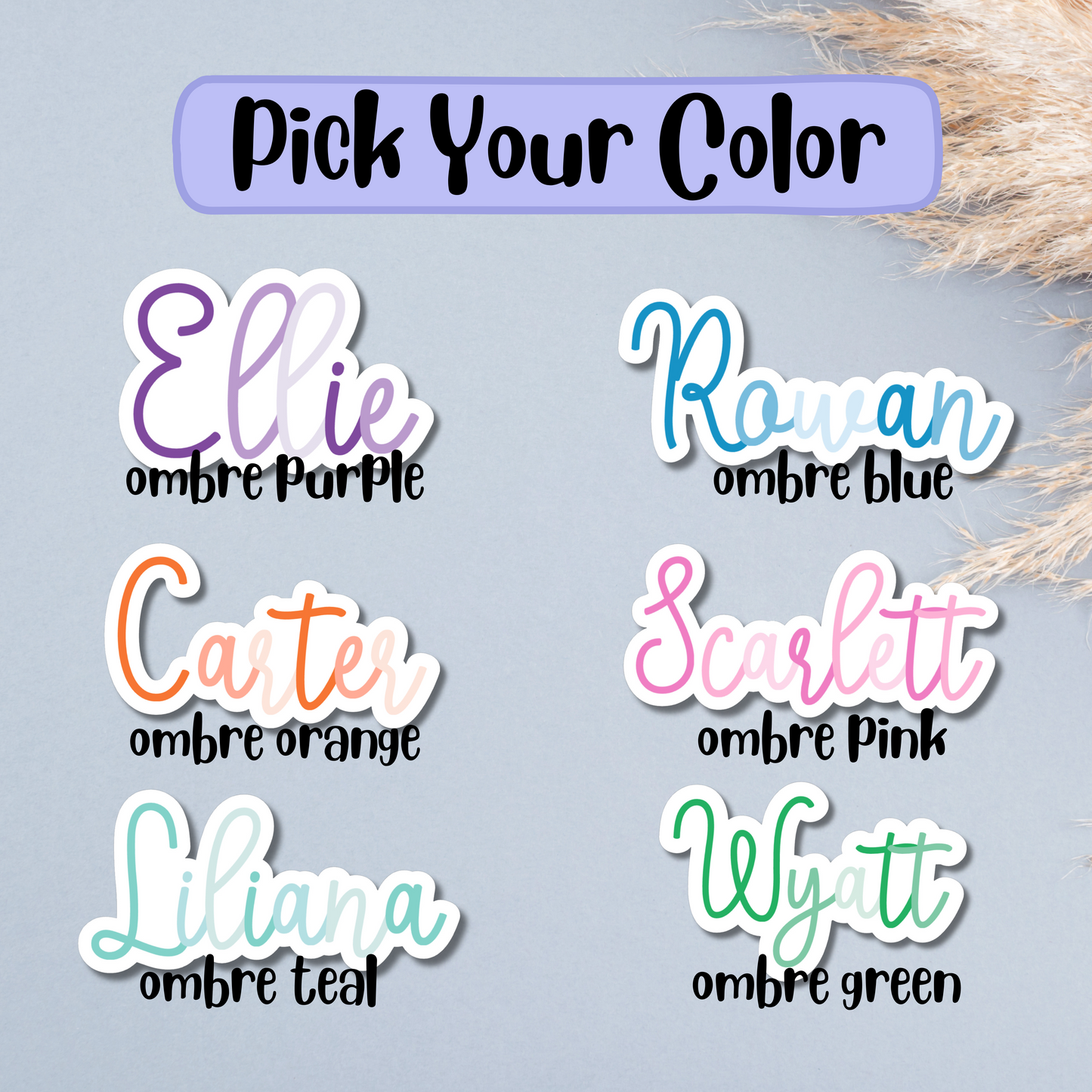 Ombre Personalized Name Stickers