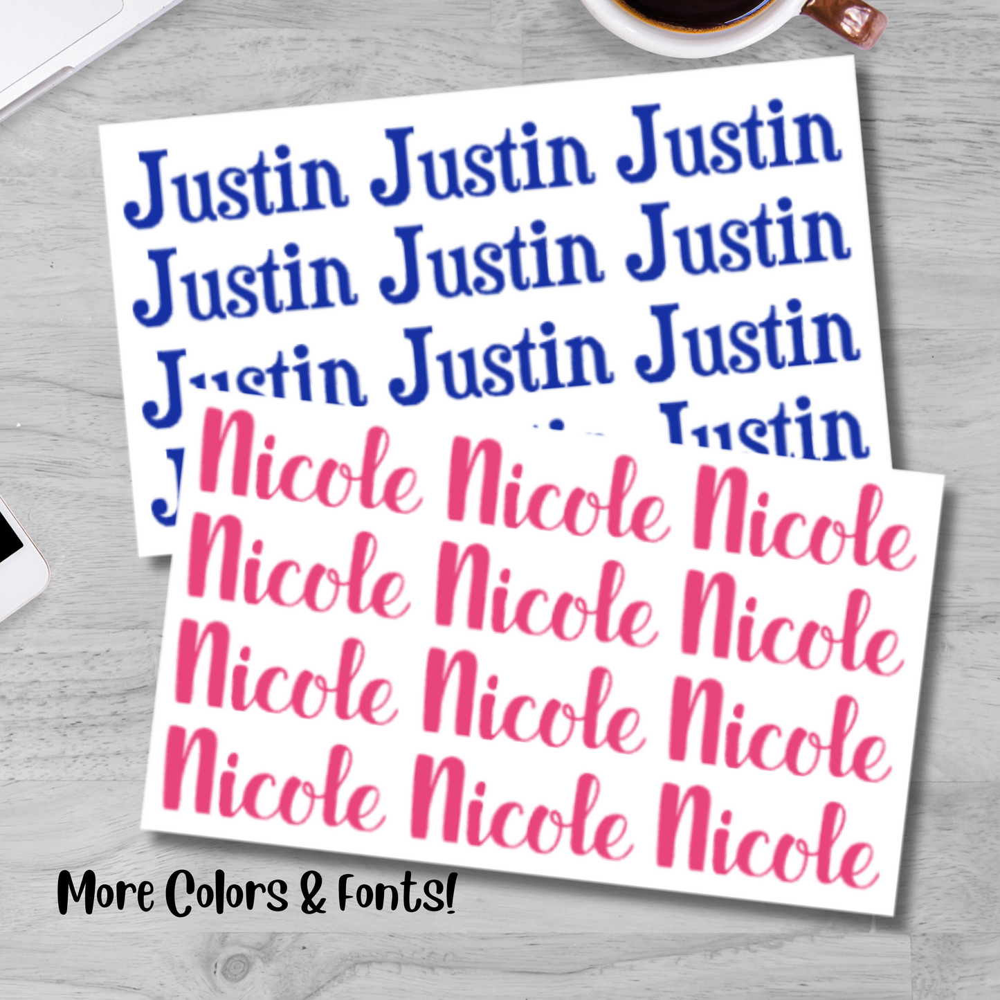 Personalized Vinyl Name Decals Sheet