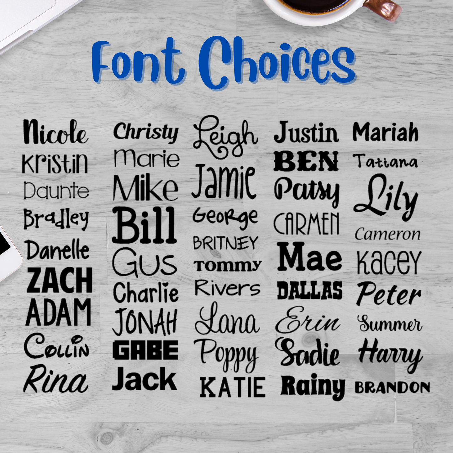 Personalized Vinyl Name Decals Sheet