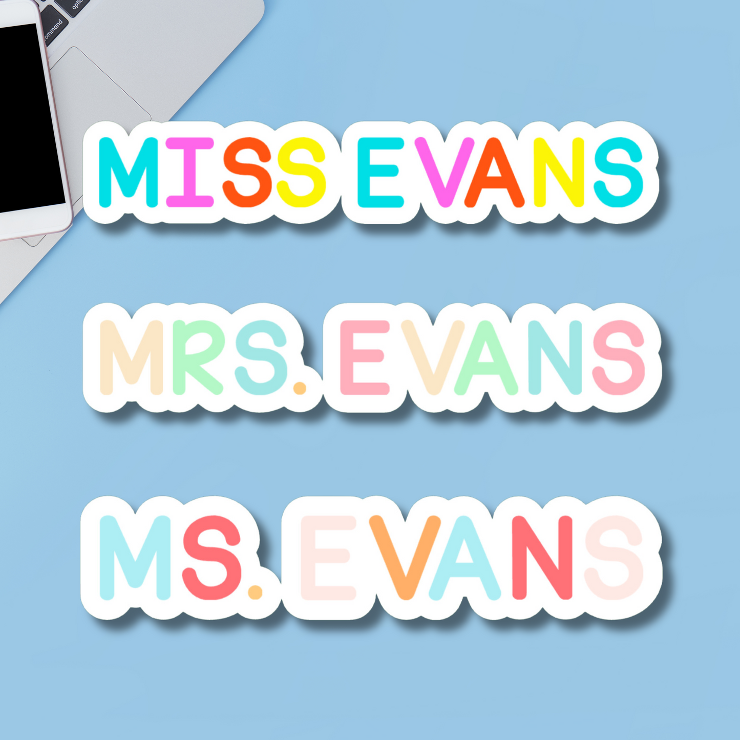 One Line Personalized Teacher Name Sticker