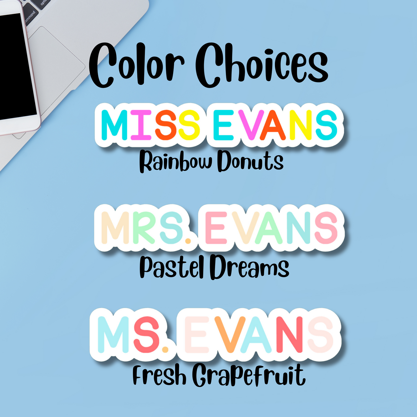 One Line Personalized Teacher Name Sticker