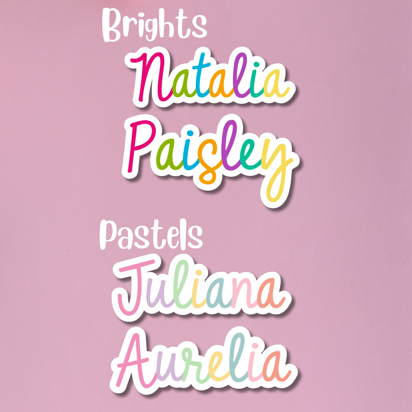 Bright Name Sticker and Pastel Name Sticker