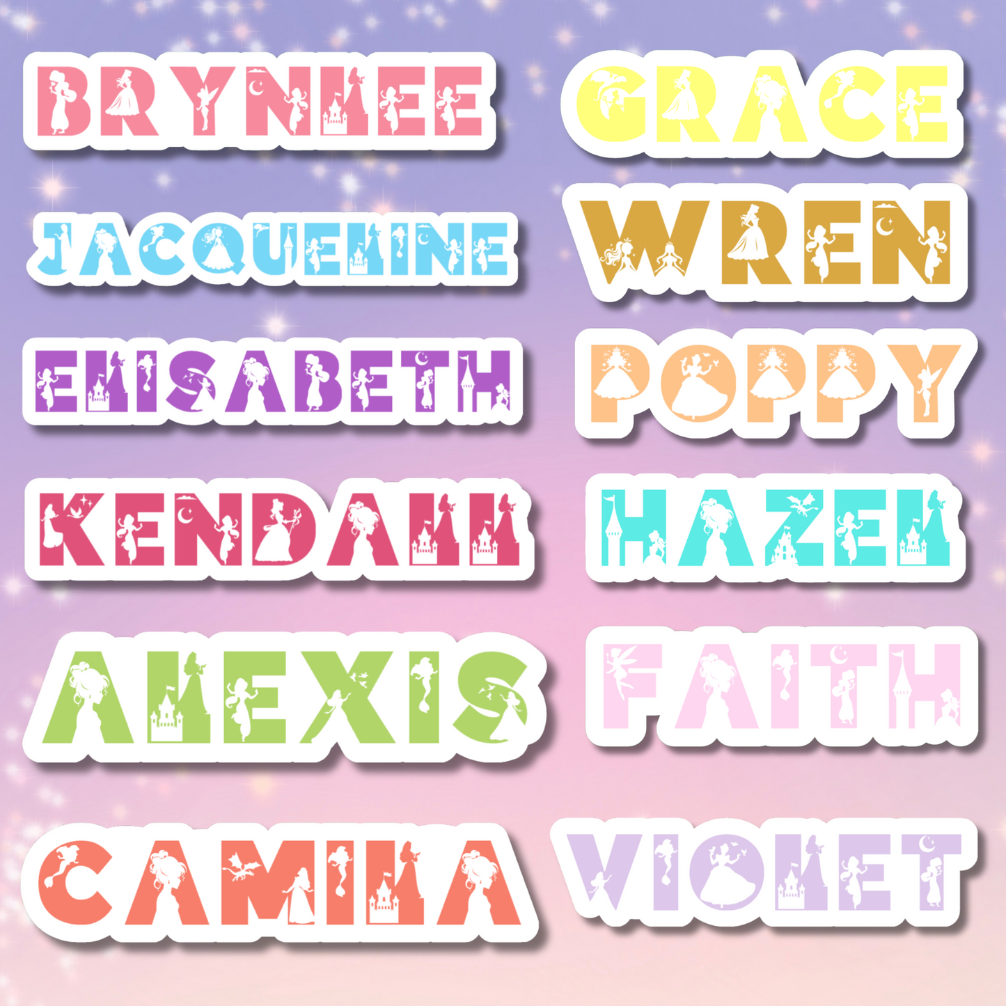 Princess Personalized Name Stickers