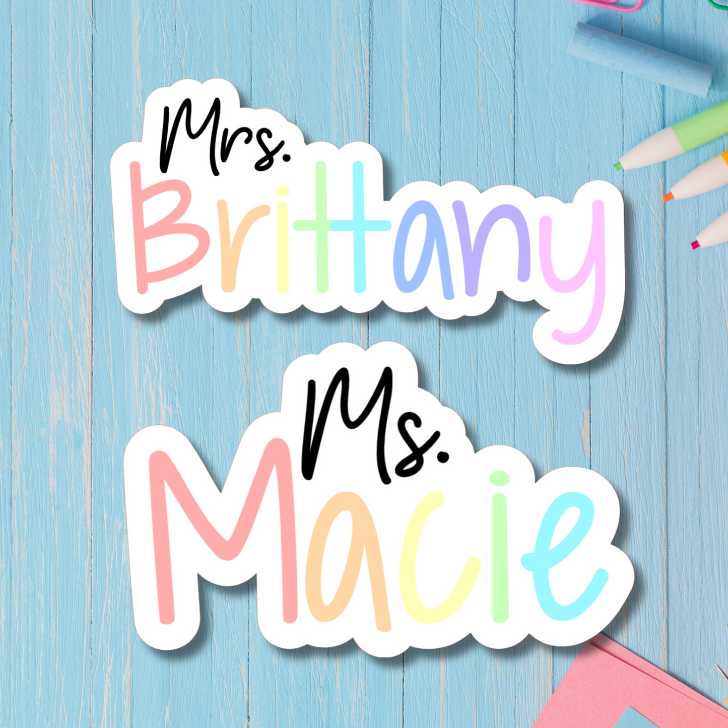 Rainbow Teacher Name Personalized Sticker