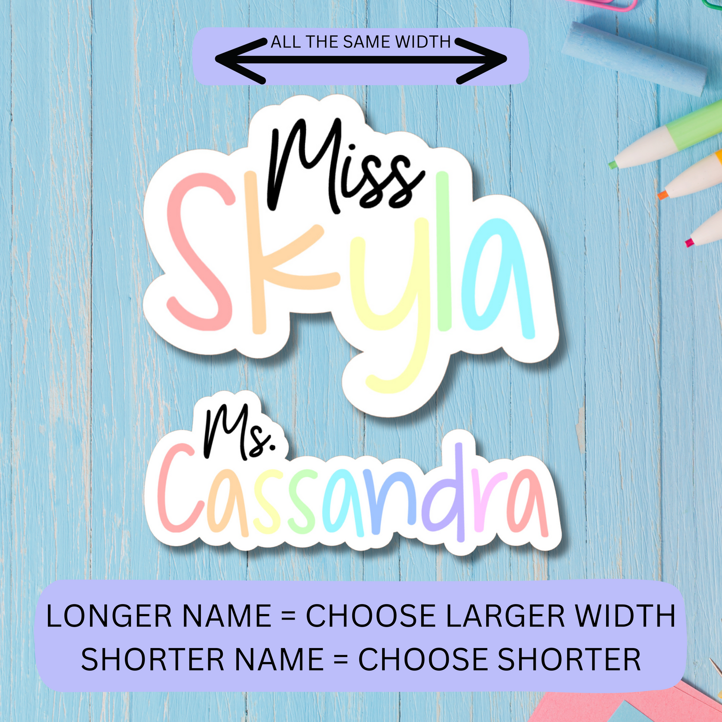 Rainbow Teacher Name Personalized Sticker