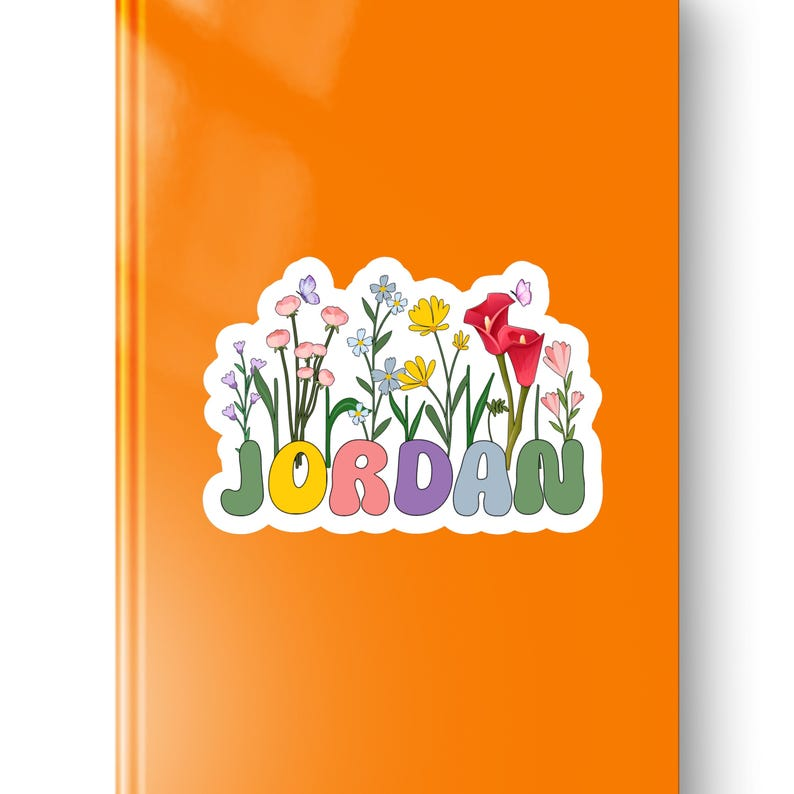 Retro Floral Personalized Name Stickers