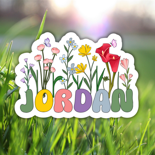 Retro Floral Personalized Name Stickers