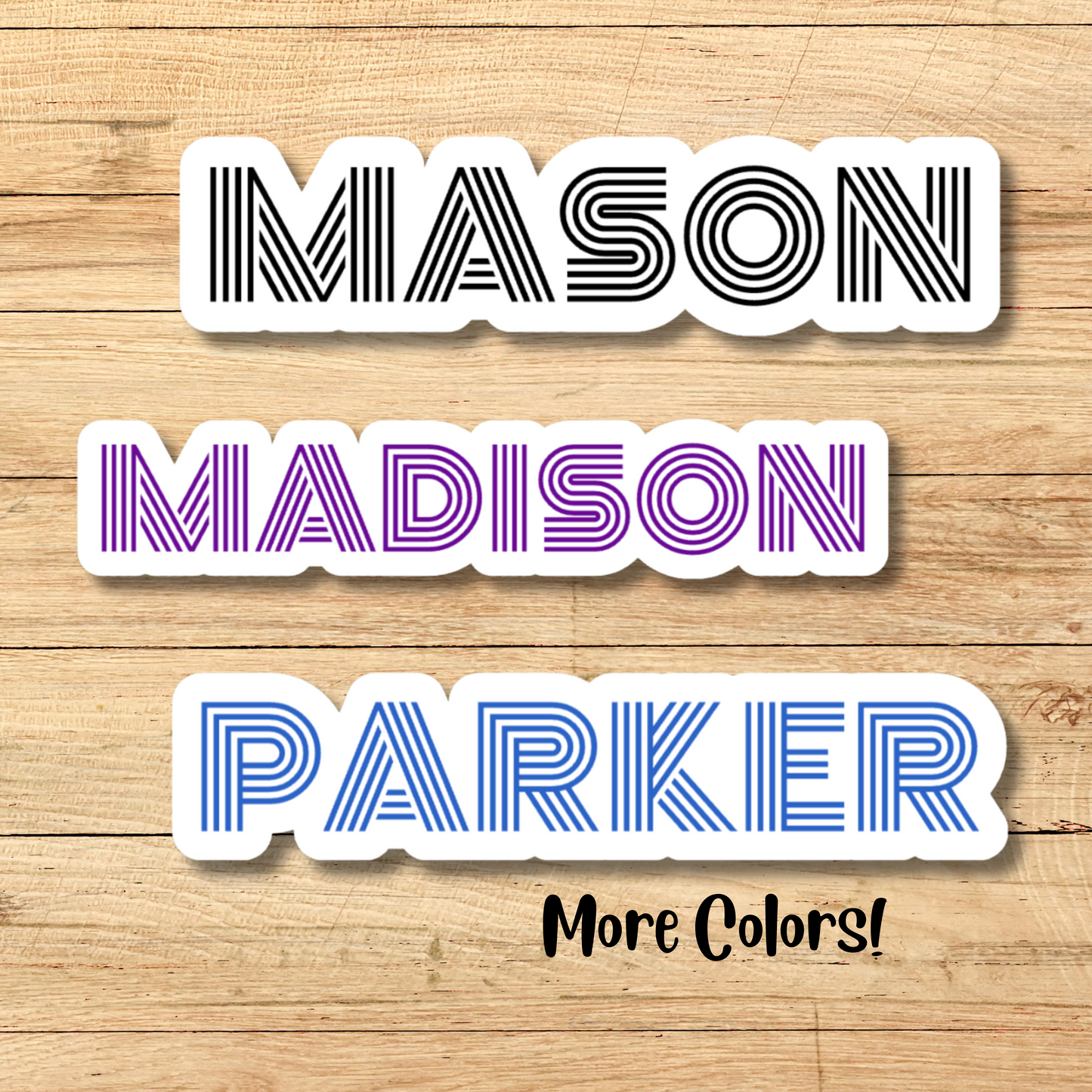 Retro Lines Personalized Name Sticker
