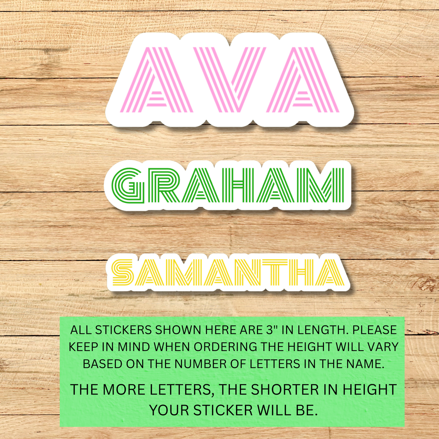 Retro Lines Personalized Name Sticker