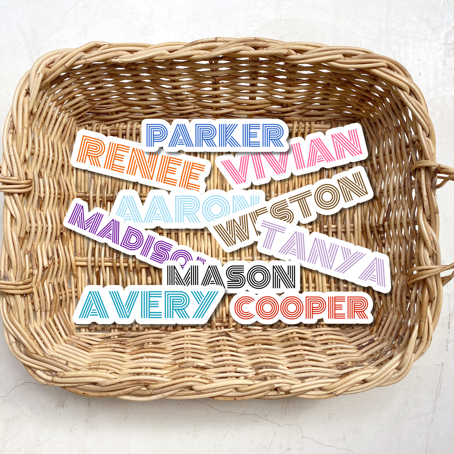 Retro Lines Personalized Name Sticker